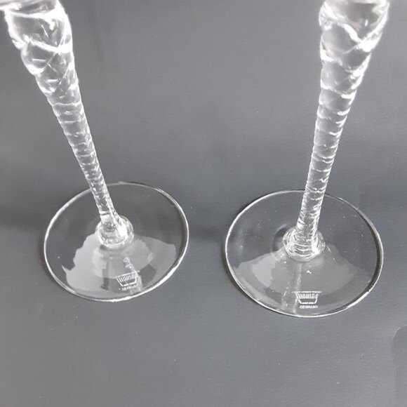 2 Thomas Crystal Holiday White Wine Glasses Fancy Tall Goblets - Picture 7 of 8